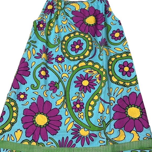 Hanna Andersson Dress Kids 6/7 Blue Purple Green Ribbon Trim Flowers - Picture 5 of 11